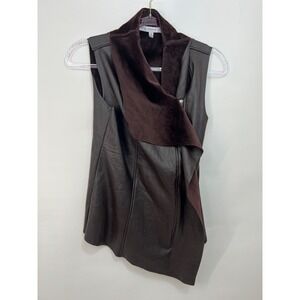 HYFVE Faux Leather Brown Vest Zip Closure Preowned Womens‎ Size S